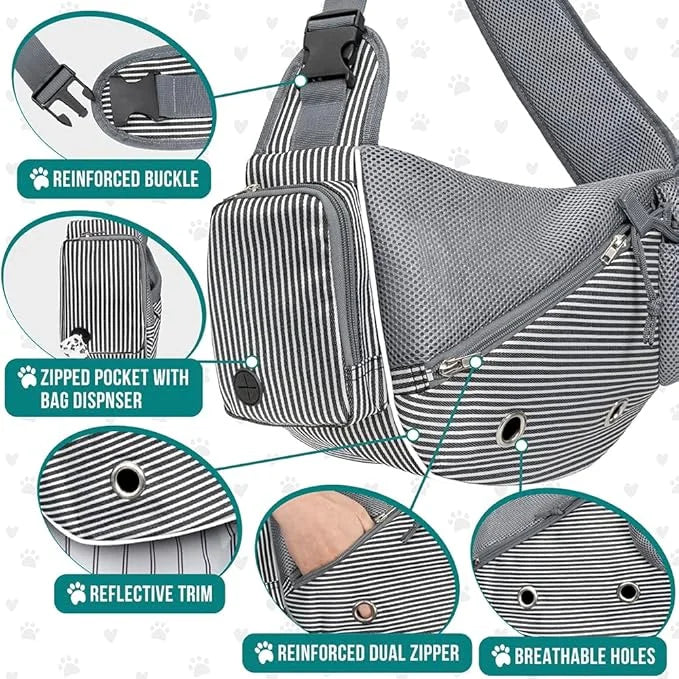 PetAmi Dog Sling Carrier for Small Dogs, Puppy Carrier Sling Purse, Dog Bags For Traveling, Carrying Bag to Wear Medium Ca...