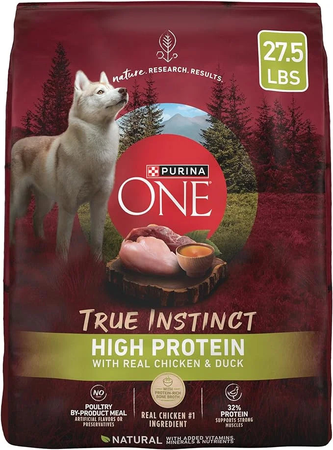 Purina ONE True Instinct High Protein Dry Dog Food Formula with Real Chicken and Duck Natural with Added Vitamins and Mine...
