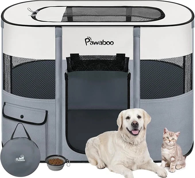 Dog Playpen, Portable Pet Playpen Cat PlayPen, 600D Oxford Dog Kennel Tent Crate, Waterproof&Breathable, Indoor Outdoor Tr...