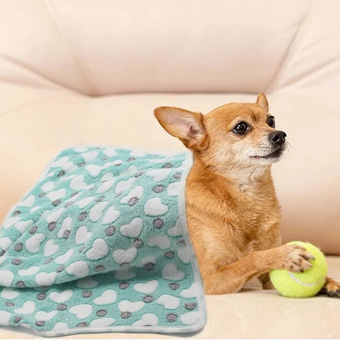 1 Pack 3 Puppy Blankets Super Soft Warm Sleep Mat Love Print Blanket Fluffy Fleece Pet Blanket Flannel Throw Dog Blankets ...