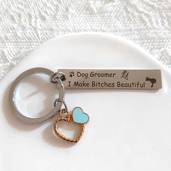 RFTWXHPN Dog Groomer Gifts Keychain for Women Men Dog Groomer I Make Bitches Beautiful Key Chains for Dog Hairdresser Groo...