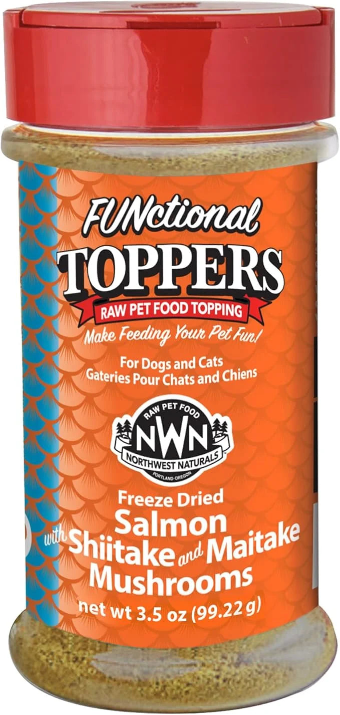 Northwest Naturals Freeze-Dried Salmon, Shiitake & Maitake Mushrooms Functional Topper - for Dogs & Cats - Healthy, Limite...