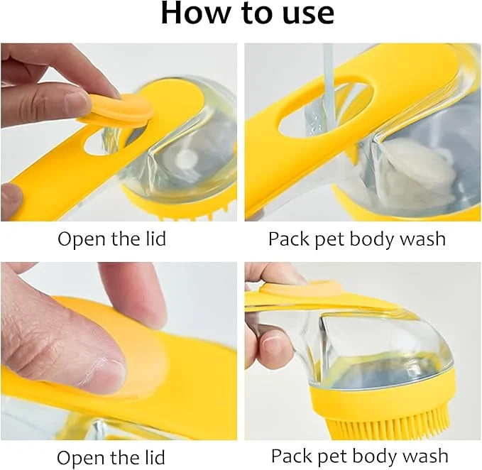 (6 Pcs) ELEGX Pet Grooming Bath Massage Brush with Soap and Shampoo Dispenser Soft Silicone Bristle for Long Short Haired ...