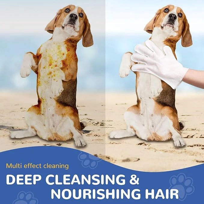 10 Pcs Pet Cleaning Glove Wipes for Dogs & Cats, Hypoallergenic Grooming Wipes, Dog Wipes for Paws and Buttocks, Dog Wipes...