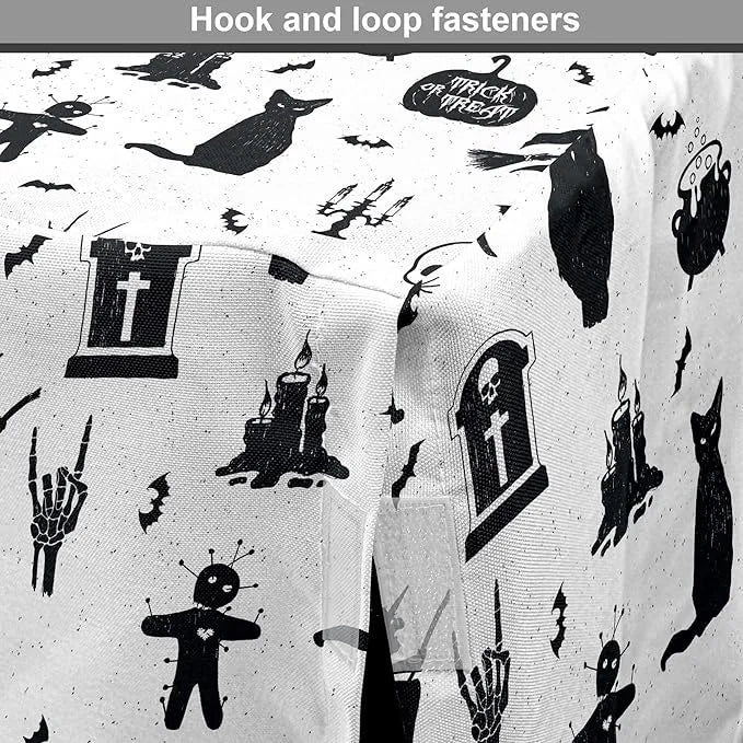 Lunarable Halloween Dog Crate Cover, Horror Pattern Tombstone Kitty Owl Voodoo Trick or Treat Pumpkin, Easy to Use Pet Ken...