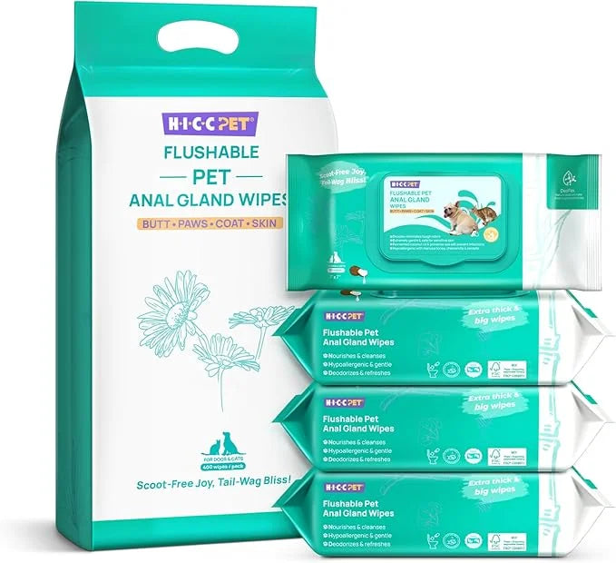 HICC PET Wipes for Dogs & Cats, Cleansing Deodorizing & Soothing Allergy Infections Anal Gland Pets Wipes with Coconut Oil...