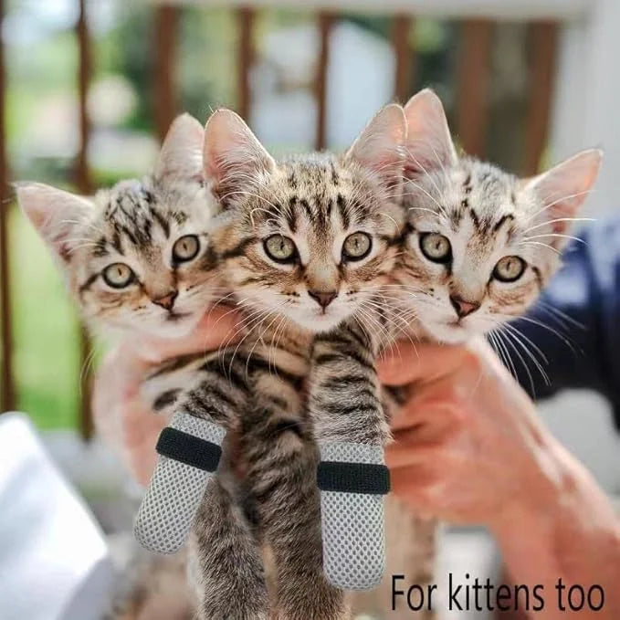4 PCS Cat Mittens to Prevent Scratching,Mesh Breathable Cat Shoes,Adjustable Cats Anti Scratch Gloves,Suitable for Cats Wh...