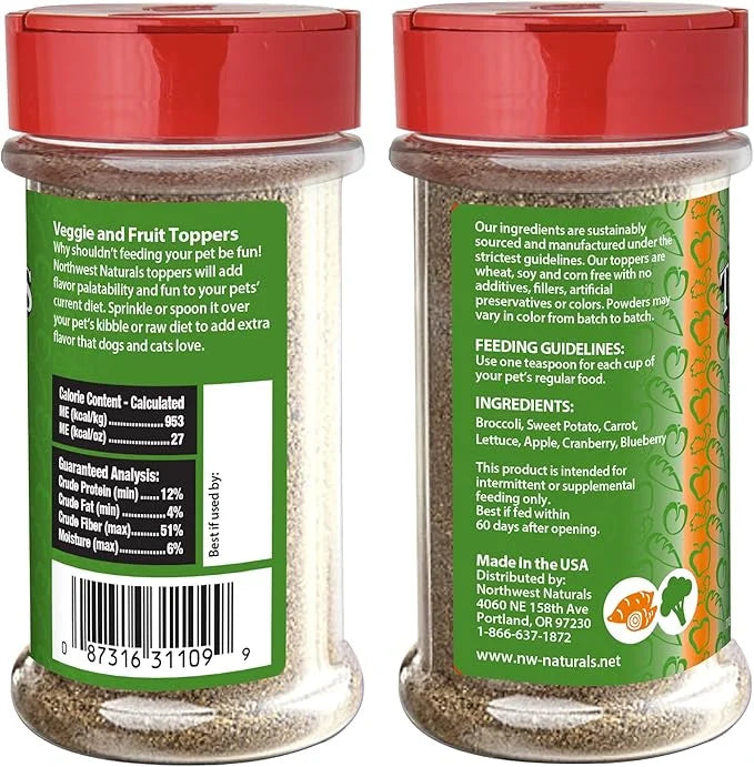 Northwest Naturals Freeze-Dried Veggie & Fruit Functional Topper - for Dogs & Cats - Healthy, Limited Ingredients, Human G...
