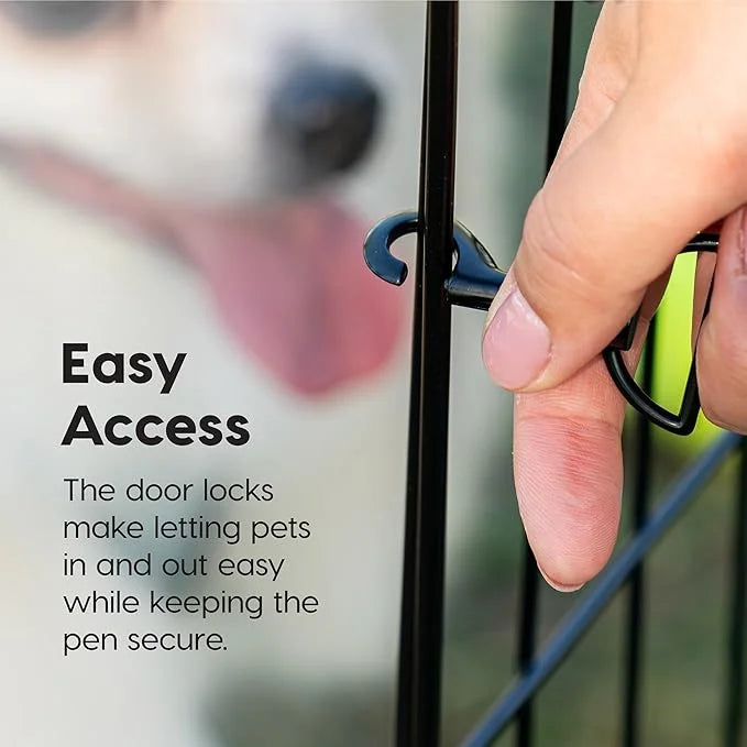 IRIS USA Metal Dog Playpen, 8-Panel 42" Pet Playpen, Puppy Playpen, Indoor/Outdoor Dog Fence, 58 x 58 x 42, Foldable, Cust...