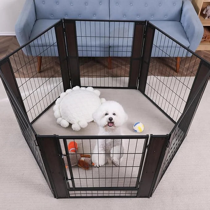 Heavy Duty Dog Playpen 32 Inch Height - Indoor Outdoor Pet Fence Enclosure for Medium and Small Dogs - Foldable Puppy Exer...
