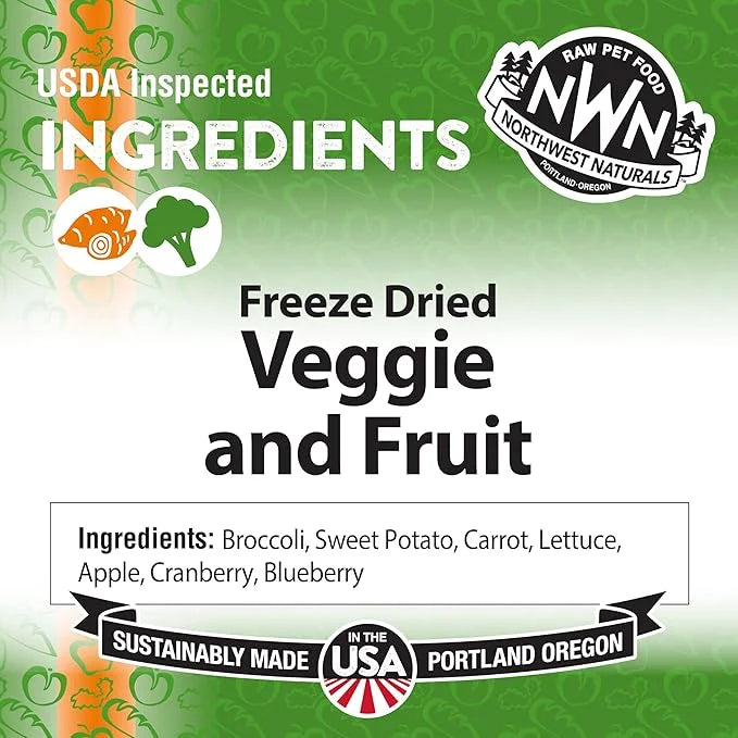 Northwest Naturals Freeze-Dried Veggie & Fruit Functional Topper - for Dogs & Cats - Healthy, Limited Ingredients, Human G...