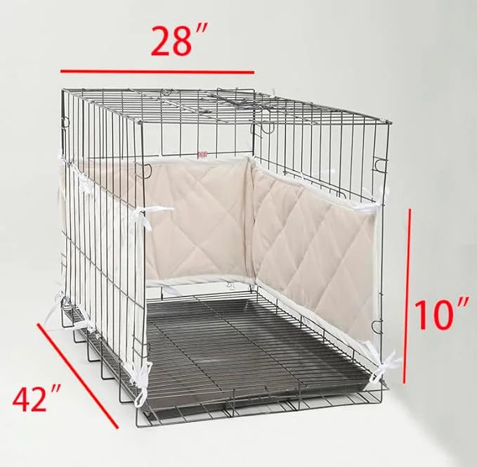 Dog Crate Bumpers With Ties - Apricot Training Pads, Safe and Comfortable Crate, Tail Protector (Bumper Only, Crate Not In...