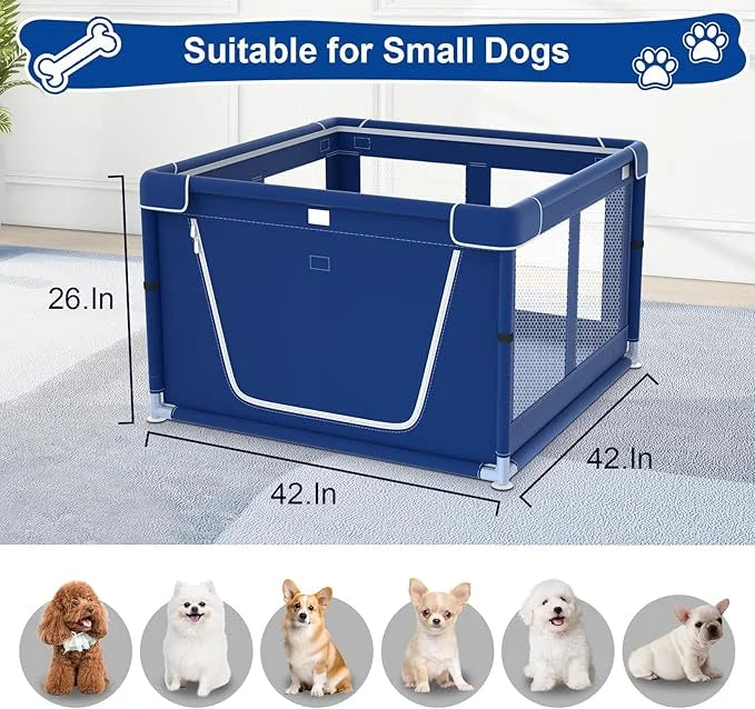 42x42x26 Inches Puppy Playpen with Gate, Small Dog & Puppy Playpen for Indoor & Outdoor, Sturdy Safety Dog Crate with Dura...
