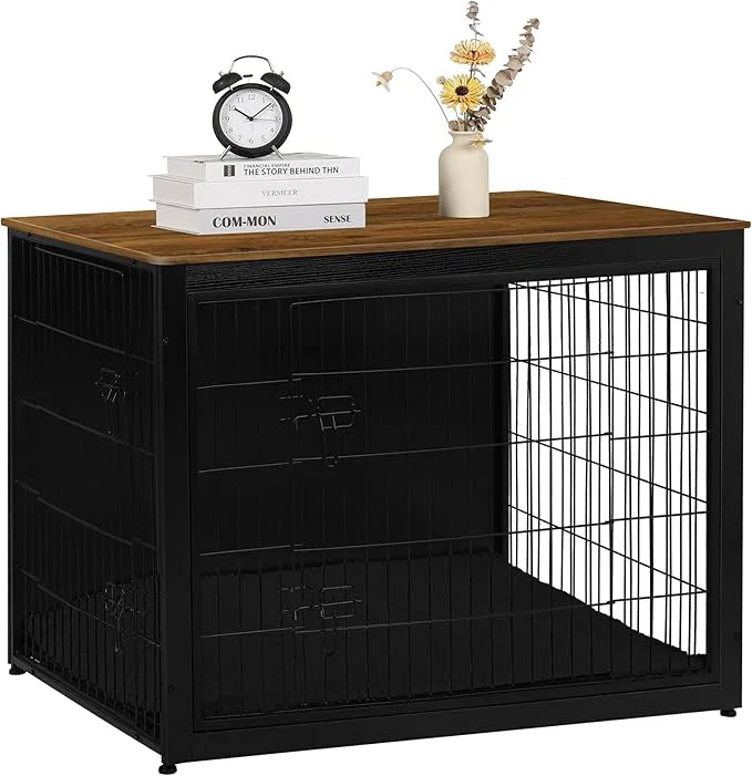 DWANTON Dog Crate Furniture with Cushion, Wooden Kennel Table with Double Doors, Indoor Dog House, Extra Large Size, 43.3"...