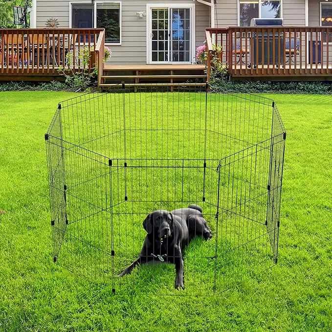 IRIS USA Metal Dog Playpen, 8-Panel 36" Pet Playpen, Puppy Playpen, Indoor/Outdoor Dog Fence, 58 x 58 x 36, Foldable, Cust...