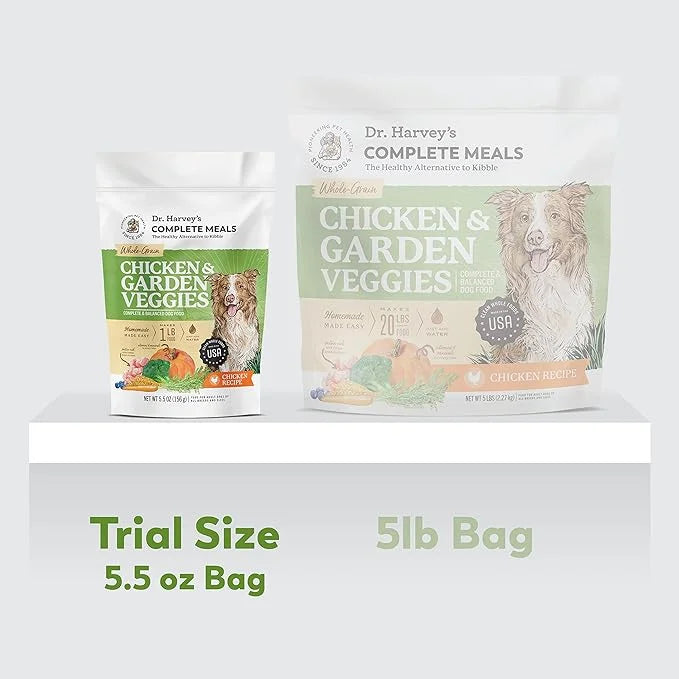 Dr. Harvey's Chicken & Garden Veggies Dog Food, Human Grade Whole-Grain Dehydrated Dog Food with Freeze-Dried Chicken (5.5...