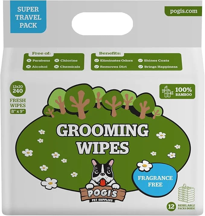 Pogi's Grooming Wipes Home & Travel Bundle - 100-Count Grooming Wipes for Home and 240-Count Packs for Travel - Product Image