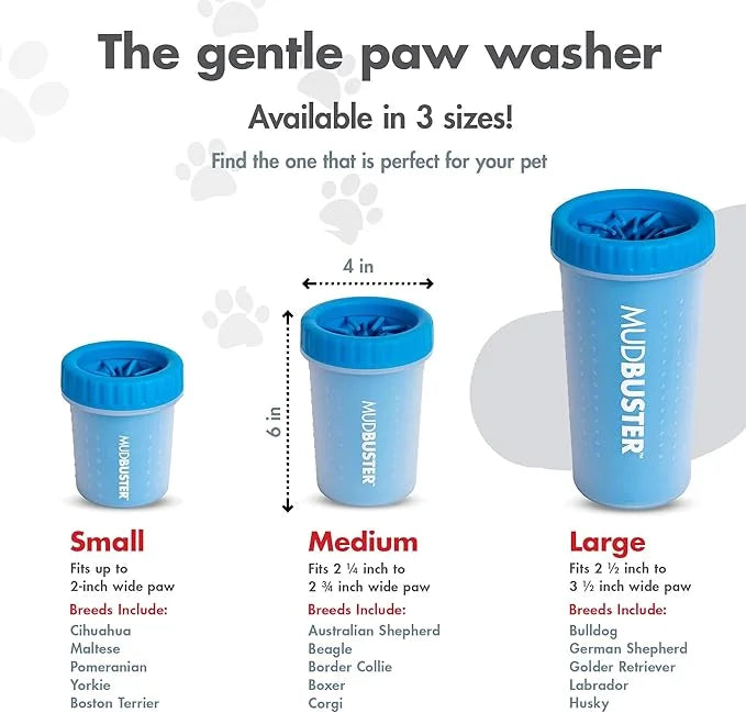Dexas MudBuster Portable Dog Paw Washer/Paw Cleaner, Medium, Pro Blue - Product Image