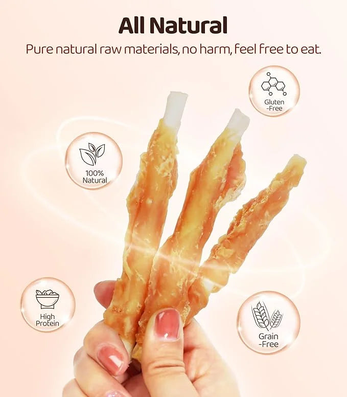 Dog Training Snacks,16OZ Chicken Wrapped Rawhide Stick Dog Treats, Grain Free, Delicious, and Nutritious High Protein Dog ...