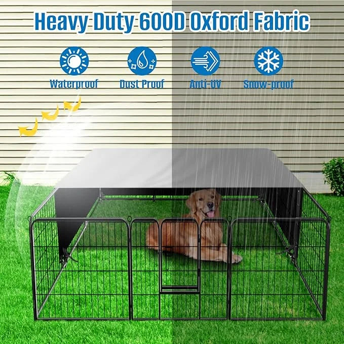 SIRUITON Dog Playpen Cover,Heavy Duty 600D Oxford Fabric with Sun/Rain Dog Play Pen Cover Top Sun Shade Specialized Fits f...
