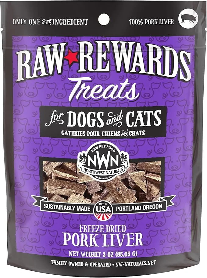 Northwest Naturals Raw Rewards Freeze-Dried Pork Liver Treats for Dogs and Cats - Bite-Sized Pieces - Healthy, 1 Ingredien...