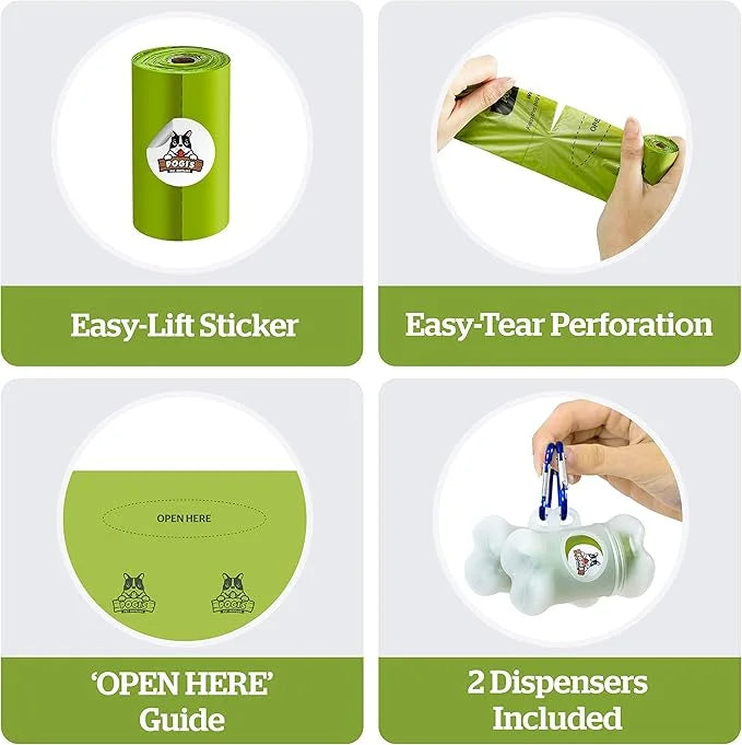 Pogi's Dog Walk n' Wipe Combo - Pogi's 750 Dog Poop Bags + 2 Poop Bag Holders and 100 Plant-based Grooming Wipes Bundle - ...