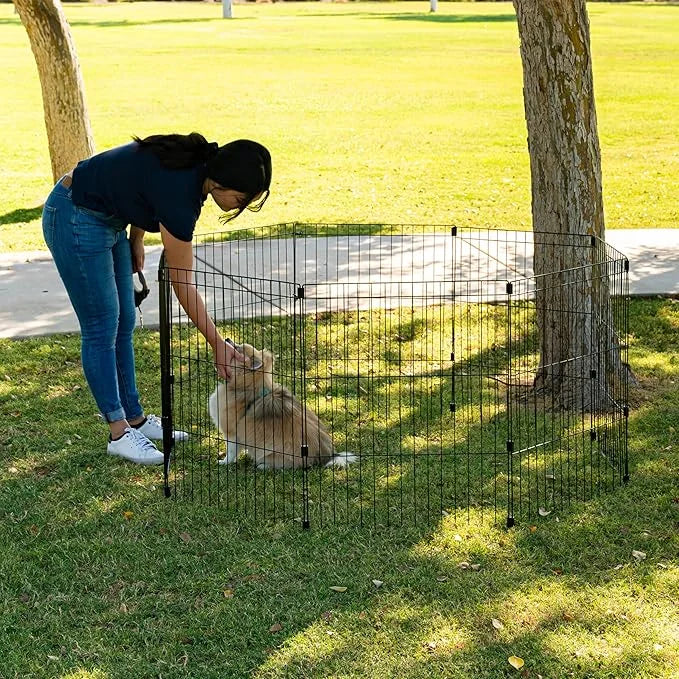 IRIS USA Metal Dog Playpen, 8-Panel 30" Pet Playpen, Puppy Playpen, Indoor/Outdoor Dog Fence, 58 x 58 x 30, Foldable, Cust...