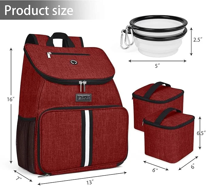 BAGLHER丨Dog Travel Bag, Airline Approved Pet Supplies Backpack, Dog Travel Backpack with 2 Silicone Collapsible Bowls and ...