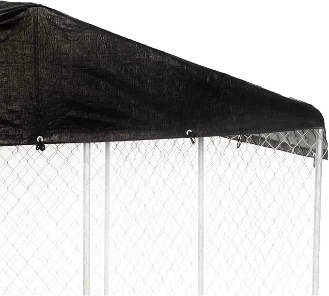 10 by 10 Feet Black Extra Large All Season Outdoor Waterproof Fully Enclosed Dog Run Kennel Cover with Sturdy Elastic Cord...