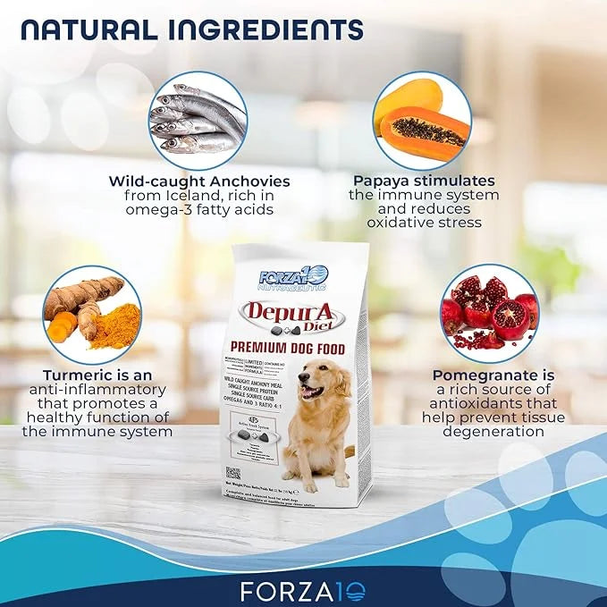 Forza10 Active Depura Daily Life Protection Dry Dog Food, Limited Ingredient Gluten Free All Natural Ingredients Omega 6 V...