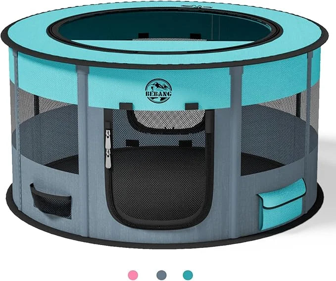Playpen for Dogs, 44"*44"*24" Large Foldable Pet Play Pens Indoor Outdoor Exercise Pen with Carrying Case Food Bowl for Ca...