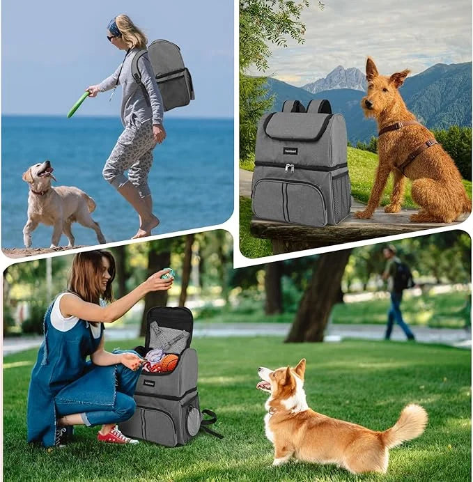 Dog Bags For Traveling Dog Diaper Bag Airline Approved Dog Food Travel Bag with 2 Food Storage Containers Bag Pet Camping ...