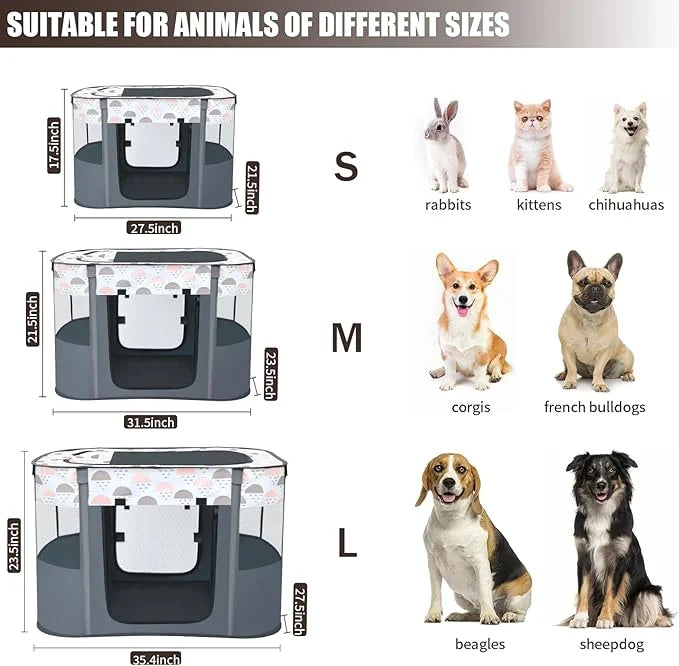 Portable Foldable Pet Playpen with Carrying Case and Travel Pet Bowl, Water Resistant Dog Cat Playpen Crate with Removable...