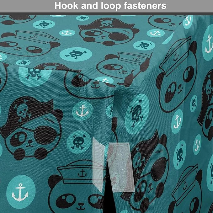 Lunarable Panda Dog Crate Cover, Pirate and Sailor Bears Skulls on Crossed Bones Anchors Within Circles, Easy to Use Pet K...
