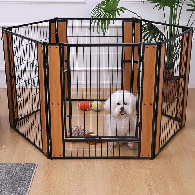 Heavy Duty Dog Playpen 32 Inch Height - Indoor Outdoor Pet Fence Enclosure for Medium and Small Dogs - Foldable Puppy Exer...