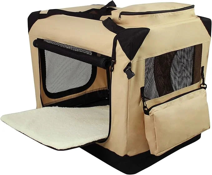 EliteField 3-Door Folding Soft Dog Crate with Carrying Bag and Fleece Bed (2 Year Warranty), Indoor & Outdoor Pet Home (42...