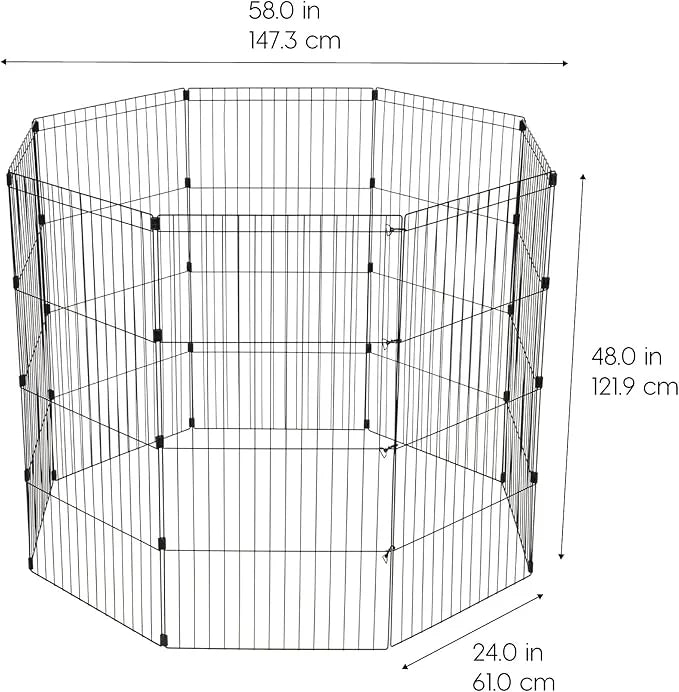 IRIS USA Metal Dog Playpen, 8-Panel 48" Pet Playpen, Puppy Playpen, Indoor/Outdoor Dog Fence, 58 x 58 x 48, Foldable, Cust...