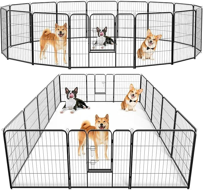 Heavy-Duty Iron Dog Playpen – 16 Panel 32” Durable, Rust-Resistant Pet Fence for Indoor & Outdoor Use, Secure & Spacious P...