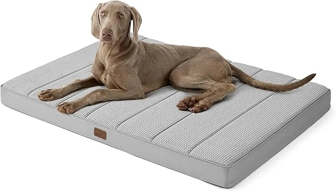 Bedsure Cooling Gel Foam Dog Bed for Large Dogs, Waterproof Orthopedic Egg Foam Dog Bed for Outdoor, Summer Comfort Pet Ma...