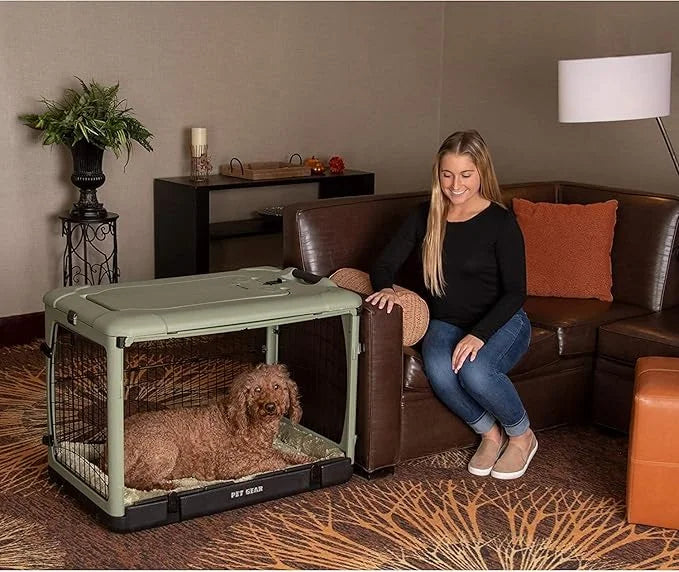 Pet Gear “The Other Door” 4 Door Steel Crate for Dogs/Cats with Garage-Style Door, Includes Plush Bed + Travel Bag, No Too...