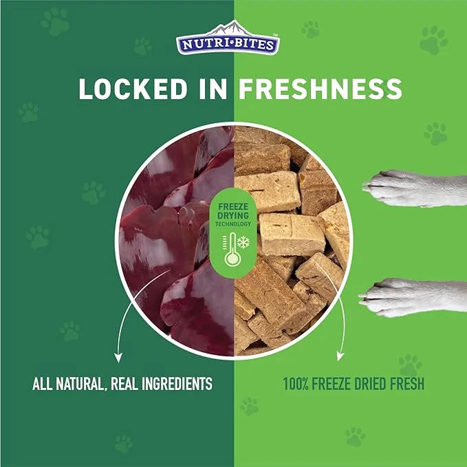 Nutri Bites Freeze Dried Beef Liver Dog & Cat Treats, 9 oz | Healthy Pet Training Treats or Food Topper | All Natural, Sin...