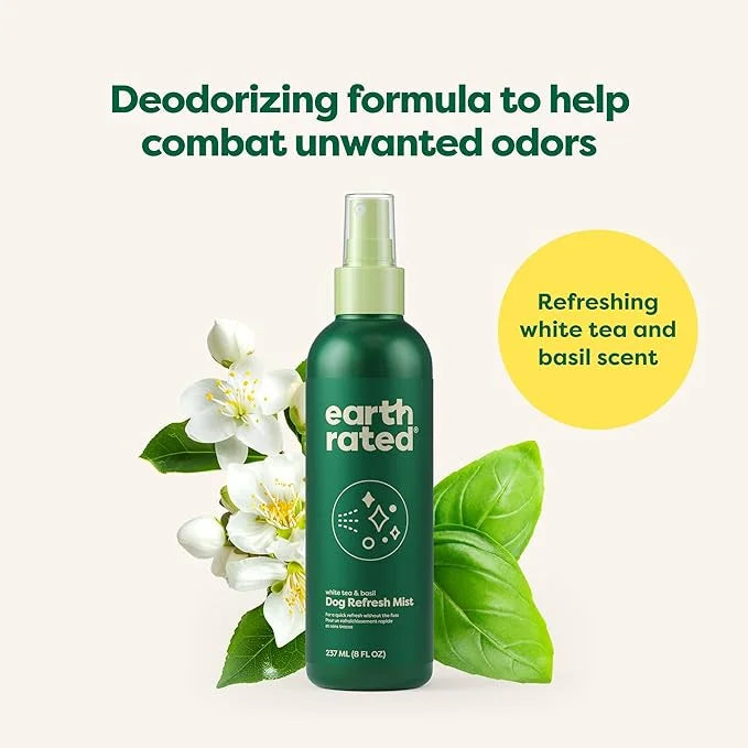 Earth Rated Dog Deodorizing Spray, Conditioning & Odor-Eliminating Perfume for Dogs, for All Coat Types, Refreshing White ...