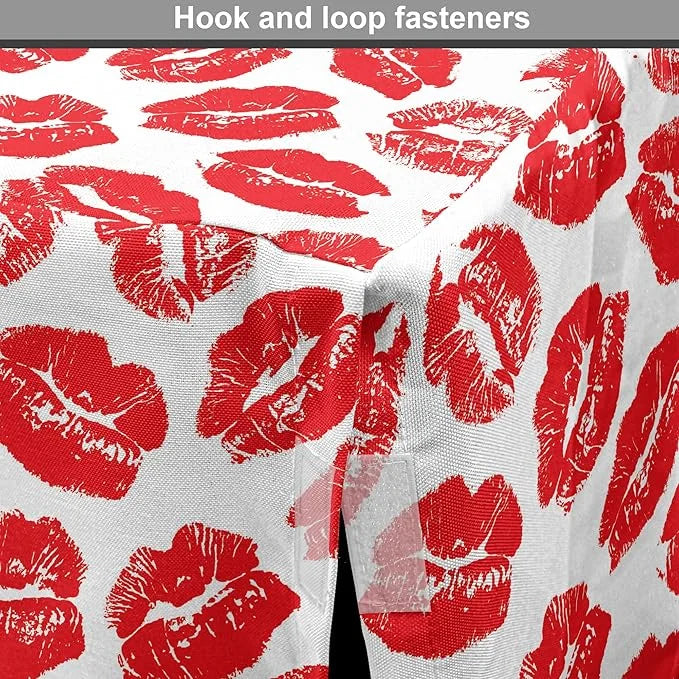 Lunarable Kiss Dog Crate Cover, Rhythmic Make up Red Luscious Lips Lipstick Imprint Illustration, Easy to Use Pet Kennel C...