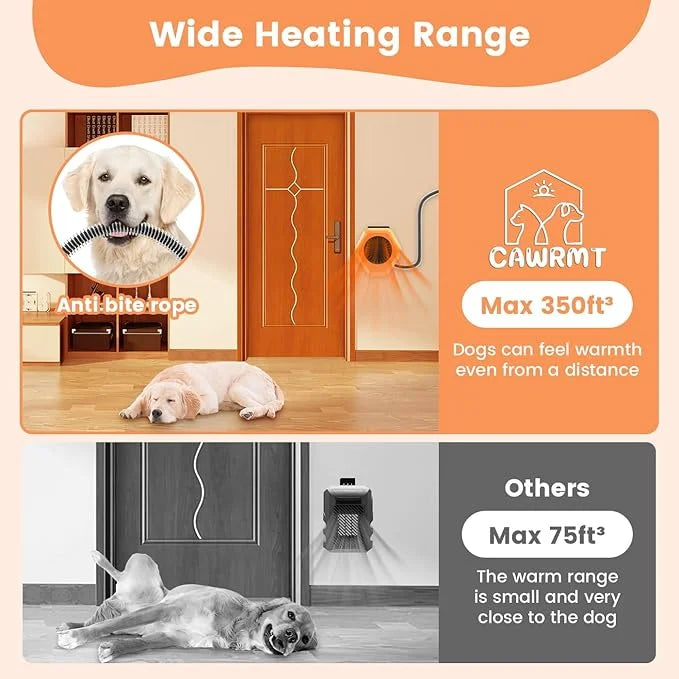 800W Dog House Heater, Wall Mount, 10ft Anti Bite Cord, Waterproof Control, Outdoor Pet Heater Warmer for Chicken Coop Ken...