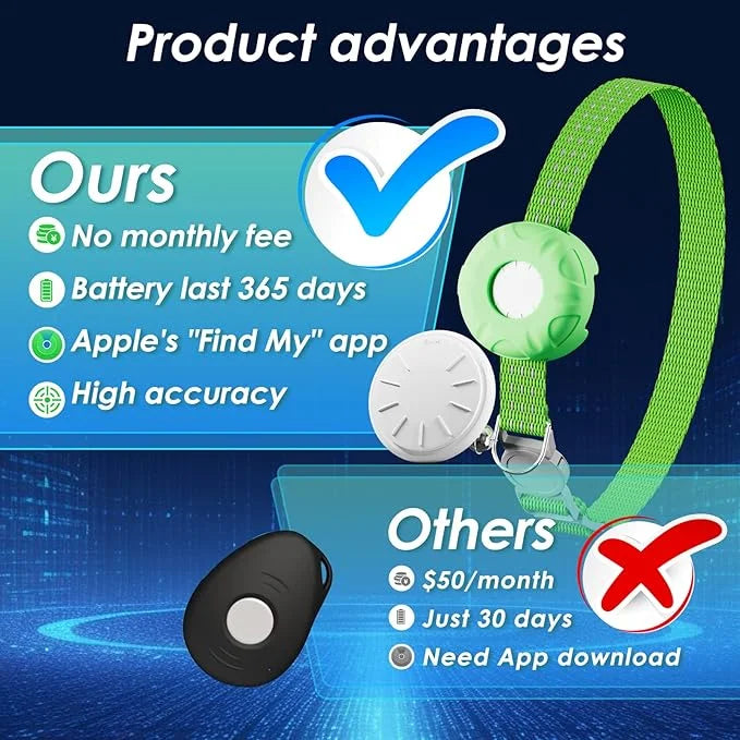 Cat Tracker, Pet Tracker for Cats, Cat GPS Tracker Collar with Safety Elastic Buckle, GPS Tracker Compatible with Apple Fi...