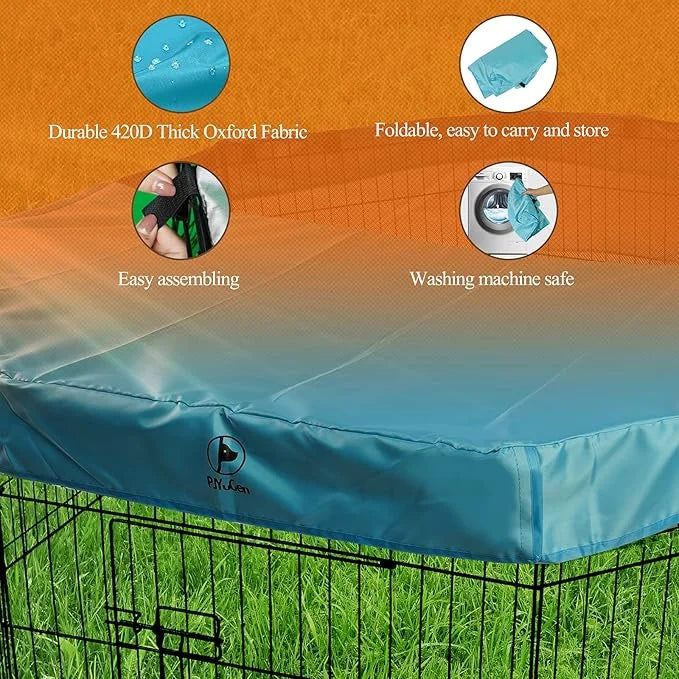 PJYuCien Dog Playpen Mesh Top Cover, Fits 24 Inch 8 Panels Regular Octagon Metal Exercise Pet Pen, Adhesive Tape Connectio...