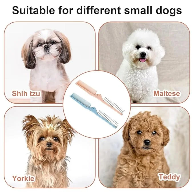2 Pack Puppy Brush for Small Dogs Folding Dog Hair Grooming Brushes Dog Combs for Matting Hair Perfect Dematting Comb Tool...