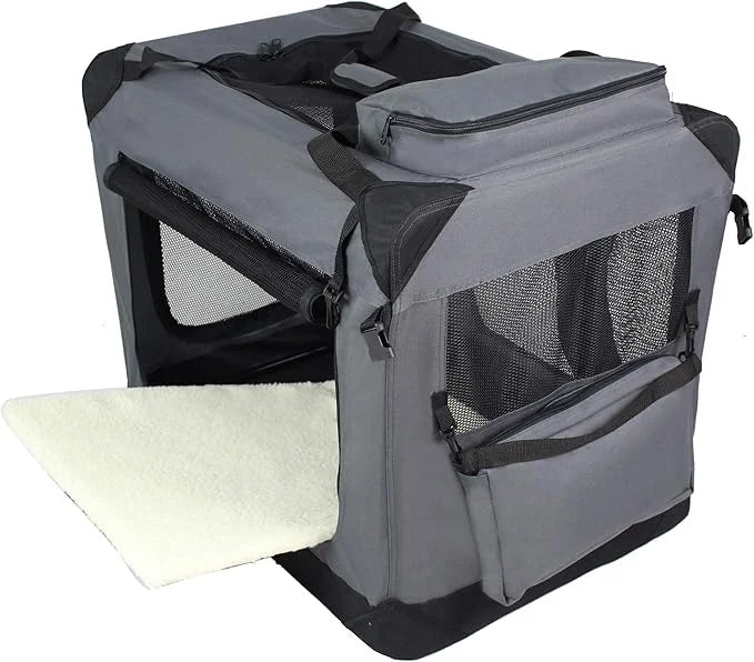 EliteField 3-Door Folding Soft Dog Crate with Carrying Bag and Fleece Bed (2 Year Warranty), Indoor & Outdoor Pet Home (20...