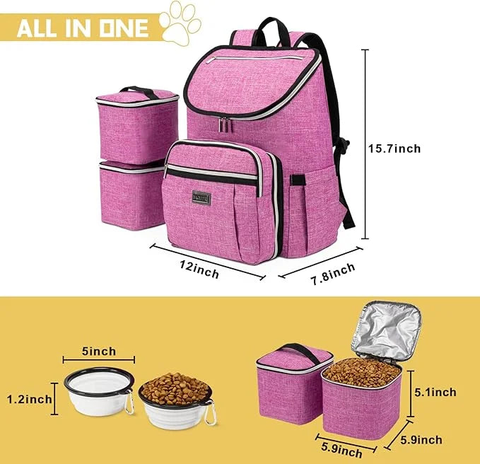 BAGLHER Travel Dog Backpack - Detachable Travel Dog Food Container for Pet Supplies Dog Gear Backpack,Dog Bag for Travelin...
