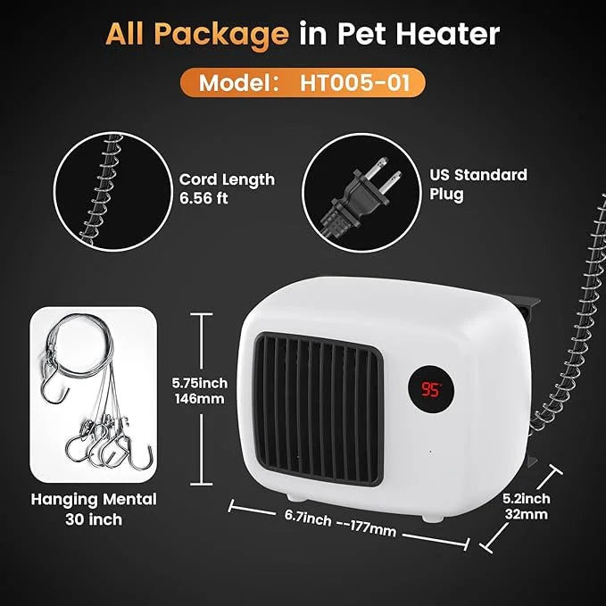 Unique Design 600W/300W Dog House Heater with Thermostat for Outside Winter Insulated House 6 Ft Anti Chew Cord, Safe Heat...